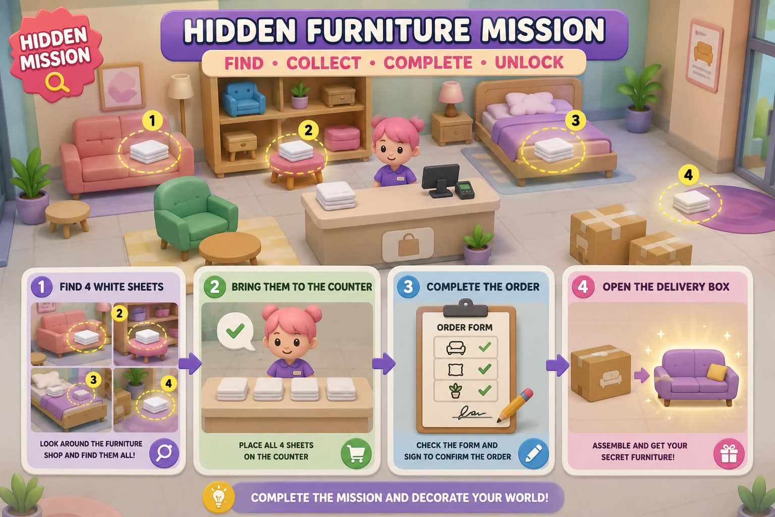 Avatar World Secrets 2026 – Hidden Codes, Rooms & Rewards Guide 13 furniture mission